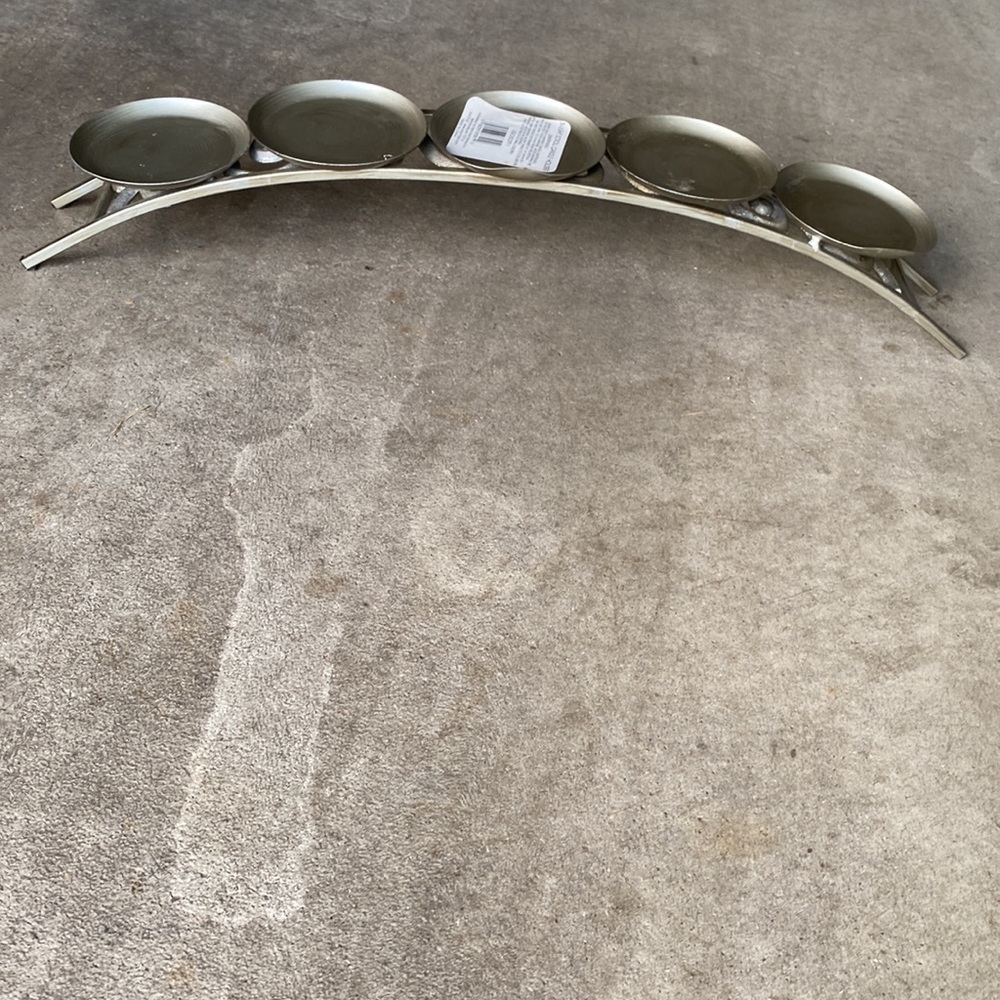 Pillar candle holder brushed/ tarnished silver